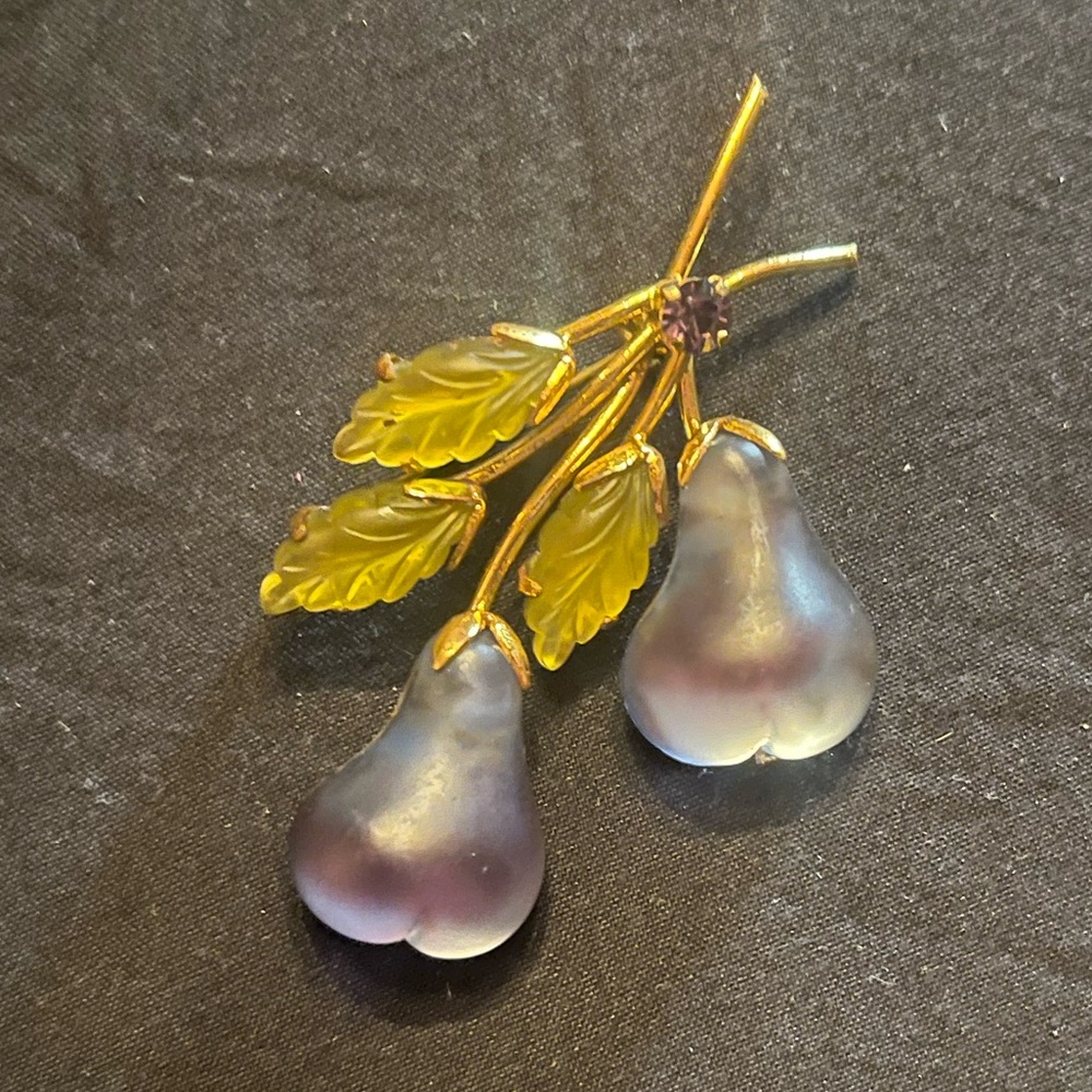 Vintage Gold and Purple Pear Brooch Austria